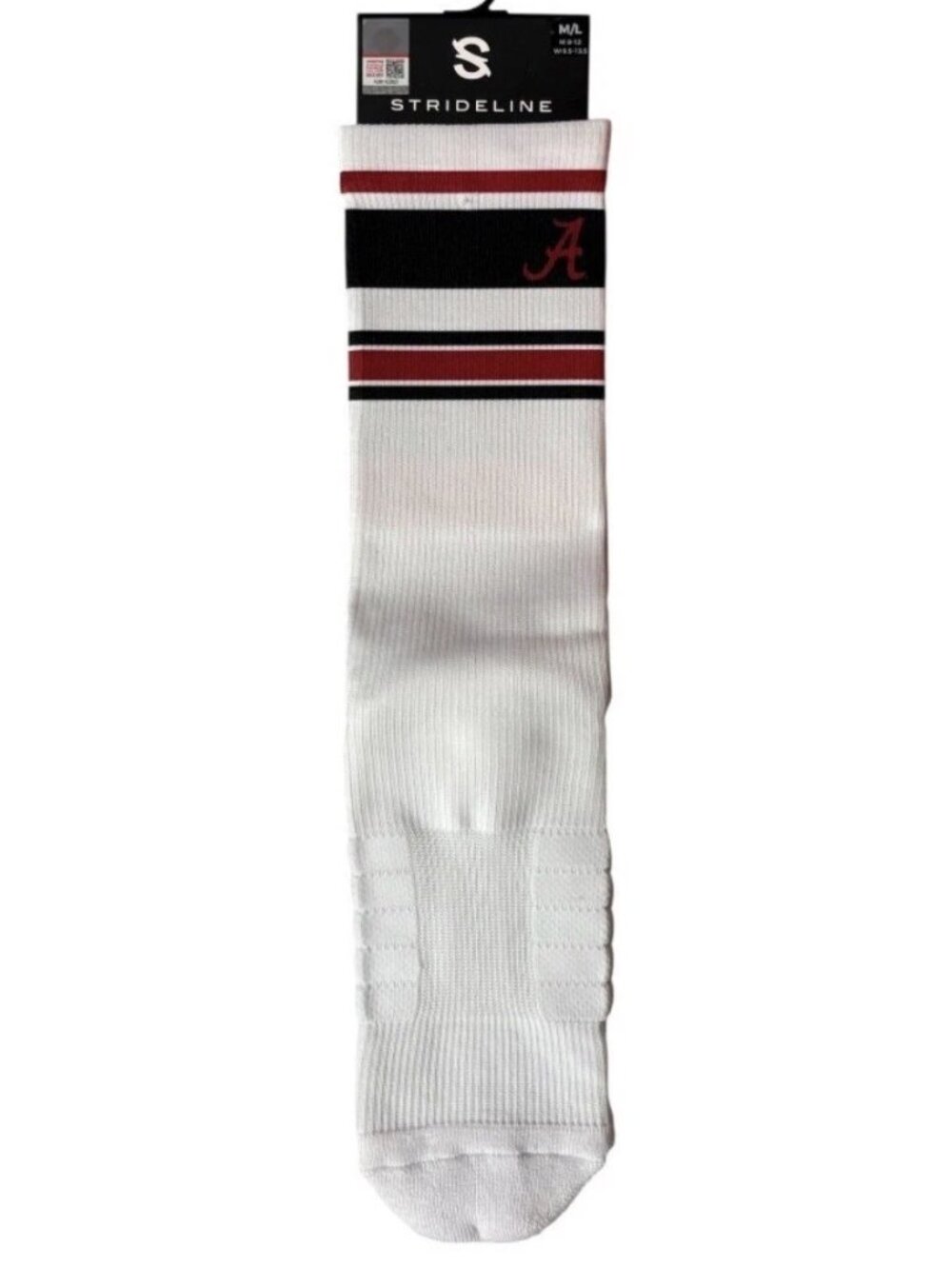 Strideline Alabama Crimson Tide NCAA Licensed Varsity Stripe Crew Socks M/L NWT